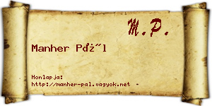 Manher Pál névjegykártya